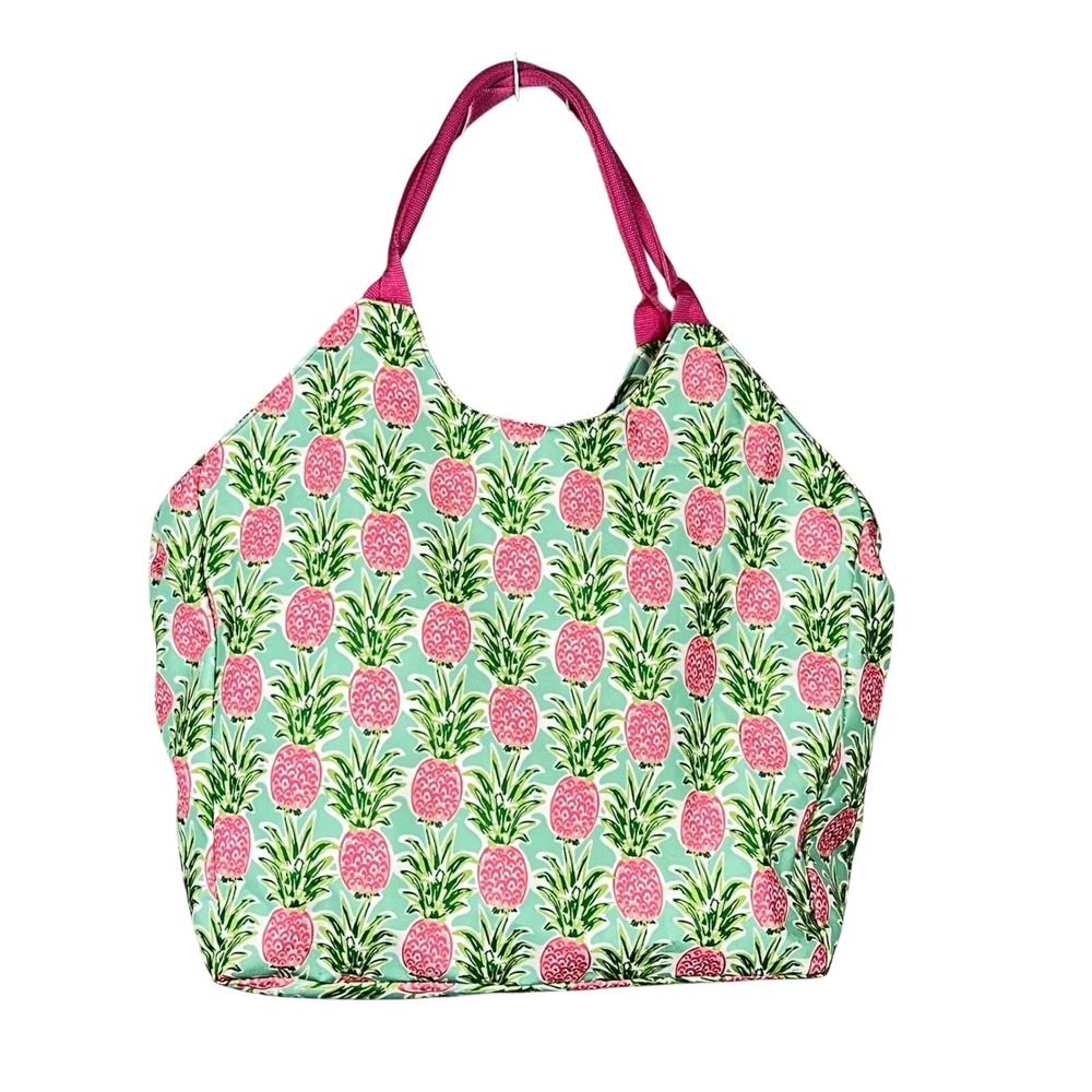 Viv & Lou Pineapple Tote Bag Women Large Mint Pink Zip Top Beach Travel Tropical